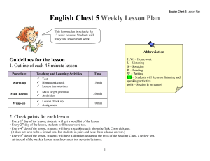 English Chest 5 Lesson Plan: Weekly Guide