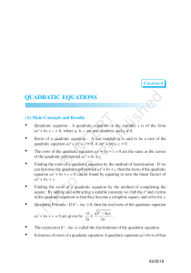 Class 10 maths quadratic equation