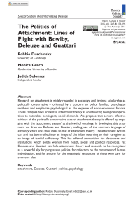 The Politics of Attachment: Lines of Flight with Bowlby, Deleuze and Guattari
