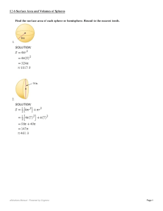12-6 Surface Area and Volumes of Spheres