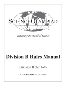 Science Olympiad Div B 2022 Rules Manual Web
