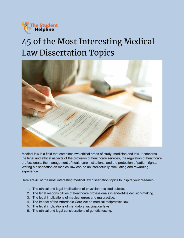 medical law dissertation topic ideas