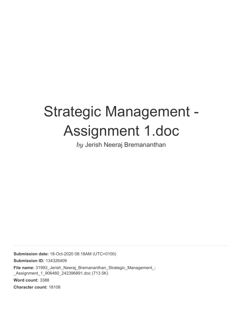 strategic management assignment 1