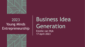 Business Idea Generation Young Minds 17 April 2023