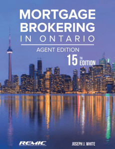 15th Edition Mortgage Brokering in Ontario Agent Edition