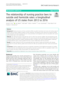 The relationship of nursing practice laws to suicide and homicide rates: a longitudinal analysis of US states from 2012 to 2016