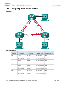 Lab 9- Configuring Basic EIGRP for IPv4
