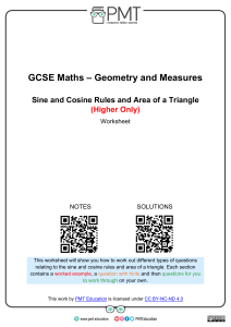 j. Sine and Cosine Rules and Area of a Triangle