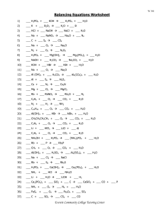 Balancing Chemical Equations Worksheet