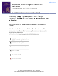 Exploring green logistics practices in freight transport and logistics a study of biomethane use in Sweden
