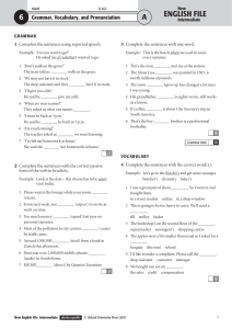 English Grammar, Vocab, Pronunciation Worksheet