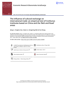 The influence of cultural exchange on international trade an empirical test of Confucius Institutes based on China and the Belt and Road areas
