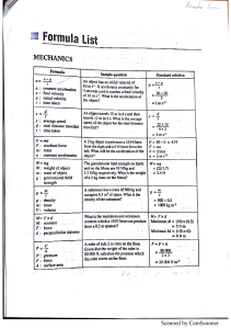 Physics Formulas List