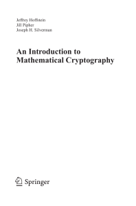 An Introduction to Mathematical Cryptography