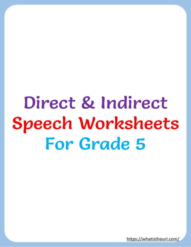 worksheet for direct and indirect speech for class 5