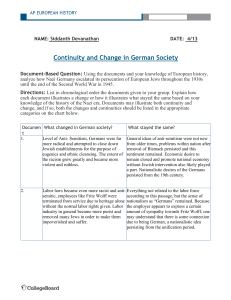 Continuity and Change in German Society Chart for DBQ-1