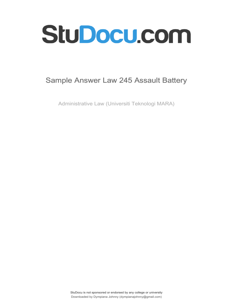 sampleanswerlaw245assaultbattery