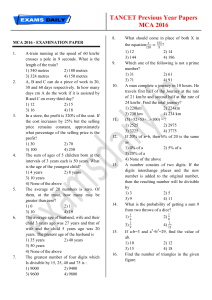 TANCET MCA 2016 Exam Paper: Math, Logic, CS Questions