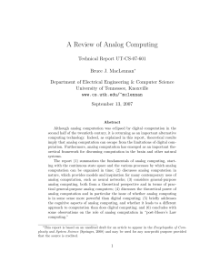A Review of Analog Computing by Bruce J MacLennan