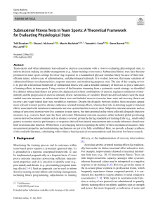 Submaximal Fitness Tests in Team Sports: A Review