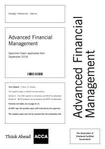 ACCA Advanced Financial Management Exam Paper