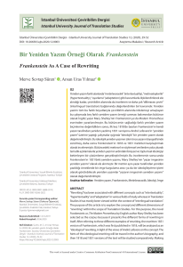 Frankenstein ve Yeniden Yazım: Çeviribilim İncelemesi