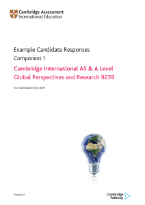 9239 AICE Global Paper 1 Example Candidate Responses