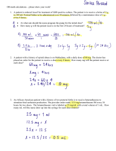 NUR202 Dosage Calc OB math calculations questions 2