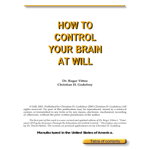 How To Control Your Brain At Will - Roger Vittoz [WWF]