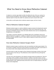What You Need to Know About Refractive Cataract Surgery