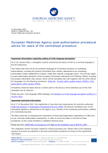 european-medicines-agency-post-authorisation-procedural-advice-users-centralised-procedure en