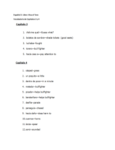 Viva el Toro Vocabulary for chapters 3 and 4