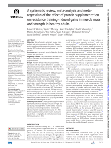 A systematic review, meta analysis and meta regression of the effect of protein supplementation on resistance training inducated gains in muscle mass and strength in healthy adults