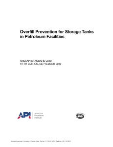 Overfill Prevention for Storage Tanks Standard