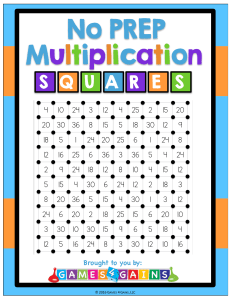 Multiplication Squares Game R