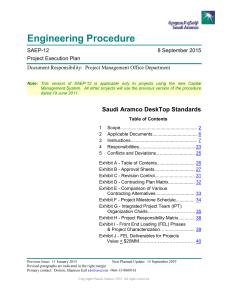 SAEP-12 Project Execution Plan Engineering Procedure