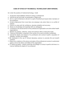 CODE OF ETHICS OF THE MEDICAL TECHNOLOGIST