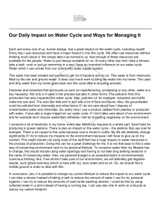 Our Daily Impact on Water Cycle and Ways for Managing It