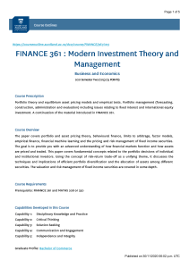 FINANCE 361 - 2021 Semester Two - Course Outline