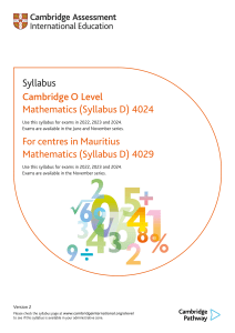 4024 Maths Syllabus