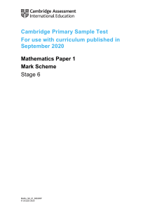 Cambridge Primary Sample Test -September 2020-Mathematics Paper 1