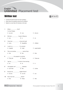 Cambridge - English Intensive A1-C1 - English Unlimited Placement Test - Written-Test -1-638 - QP