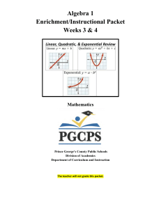 Algebra 1 Enrichment Packet 2019-20 Weeks 3 - 4