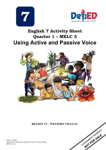 ENGLISH 7-Q1-MELC3-Using active and passive voice