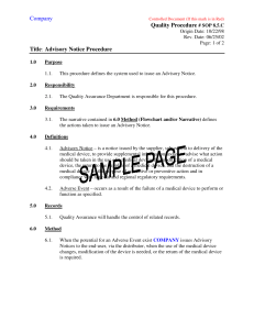 Sample SOP 8.5.C