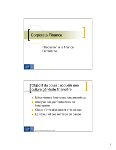 Finance d'entreprise : Introduction et concepts clés