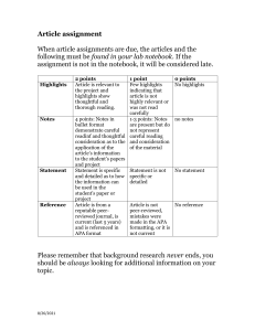 Article Assignment Rubric 2021