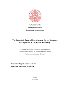 The impact of financial incentives on the performance of employees: A case of Kabul University.