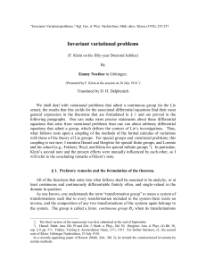 noether - invariant variational problems