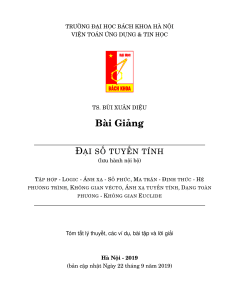 Bài giảng Đại số tuyến tính - TS. Bùi Xuân Diệu (2019)